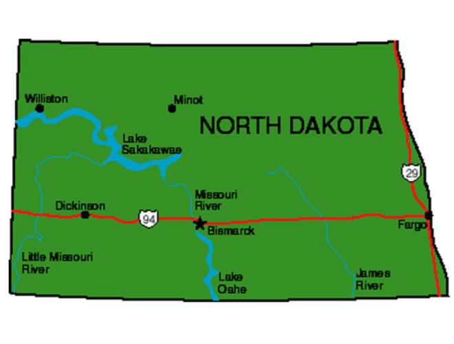 North Dakota State Map Postcards - Set Of 20 Identical ND State Symbol Cards