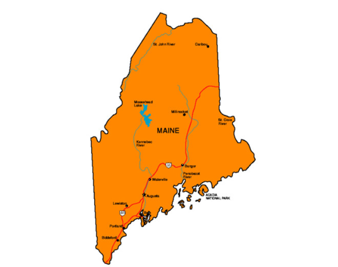 Maine State Map.