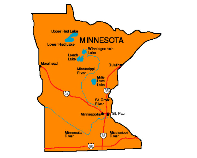 Saint Paul map, capital city of the USA state of Minnesota