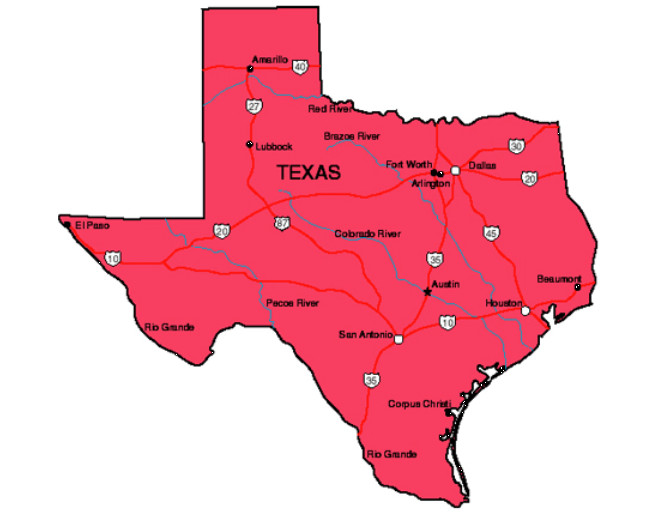 Texas State Map.